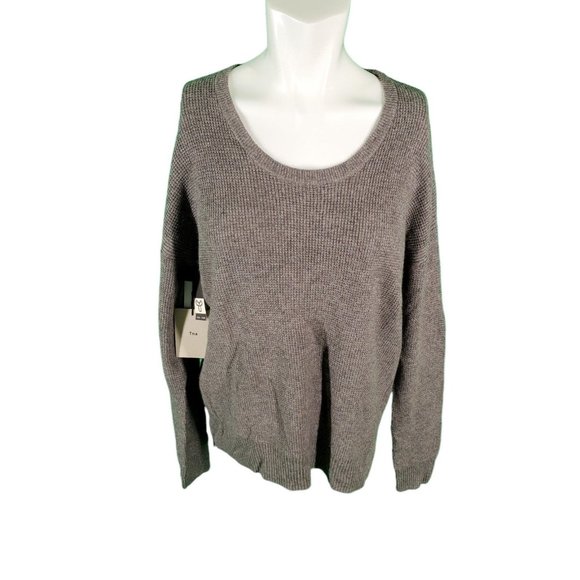 Aritzia TNA The Penny Sweater Waffle Knit Alpaca & Wool Sweater Sz M Taupe NEW - Picture 2 of 7